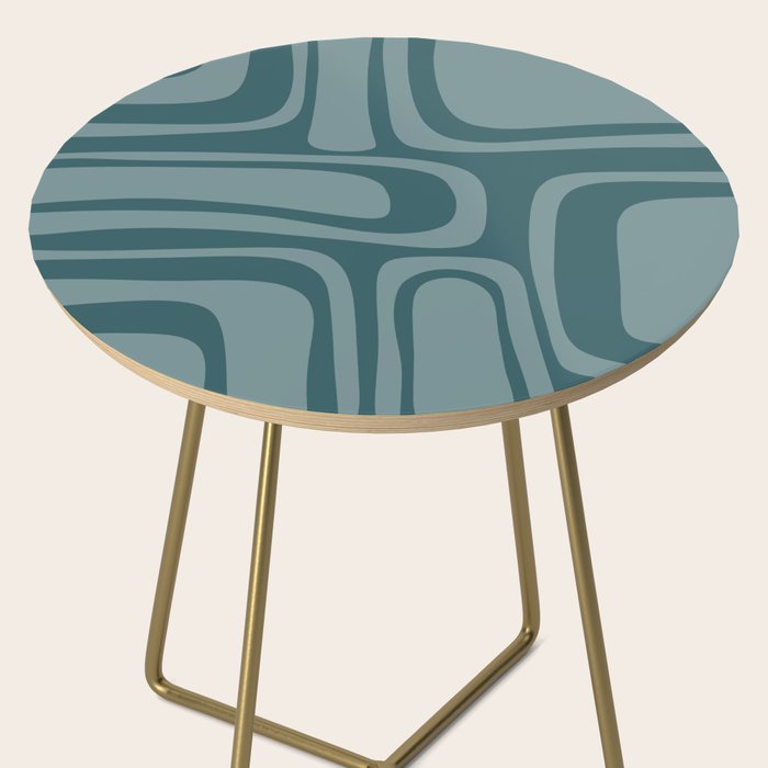 Palm Springs Midcentury Modern Abstract Pattern in Steel Blue Side Table Gallery Image 2