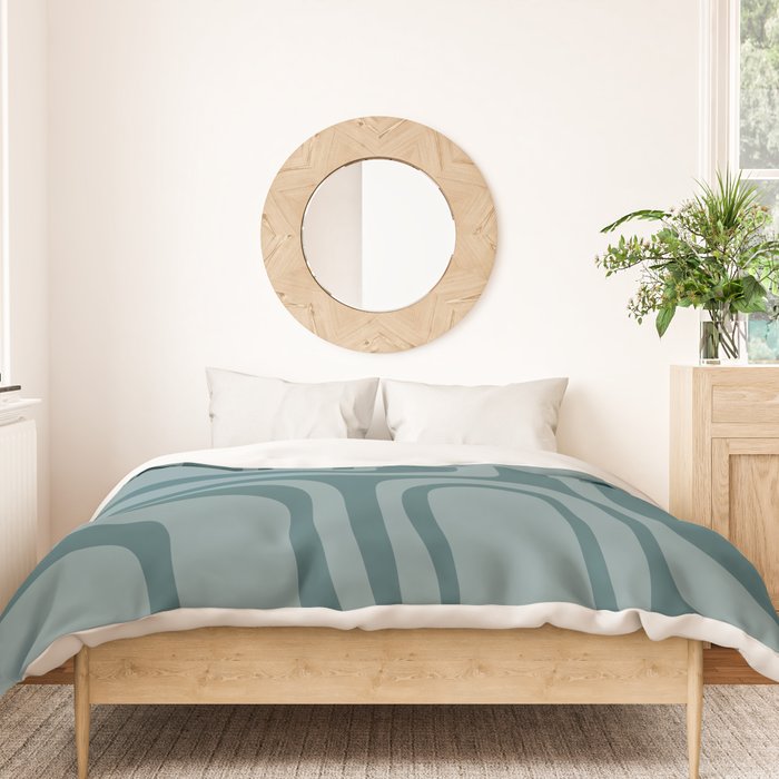 Palm Springs Midcentury Modern Abstract Pattern in Steel Blue Duvet Cover Gallery Image 3