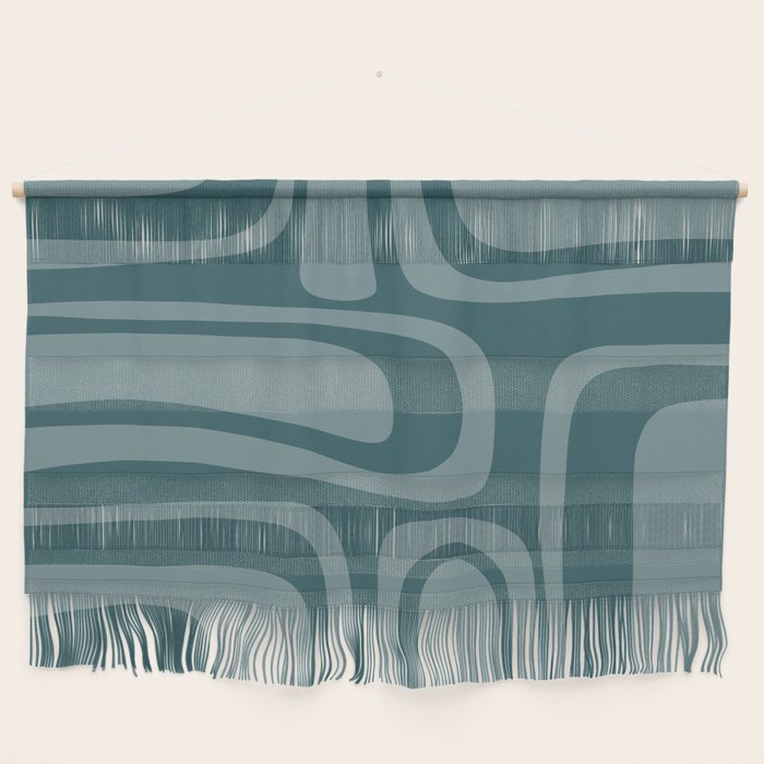 Palm Springs Midcentury Modern Abstract Pattern in Steel Blue Wall Hanging Gallery Image 1