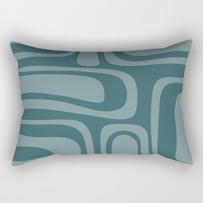 Palm Springs Midcentury Modern Abstract Pattern in Steel Blue Rectangular Pillow Gallery Image 1