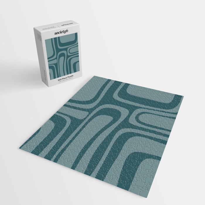 Palm Springs Midcentury Modern Abstract Pattern in Steel Blue Jigsaw Puzzle Gallery Image 2
