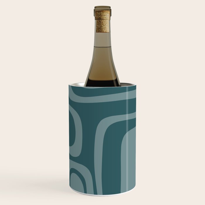 Palm Springs Midcentury Modern Abstract Pattern in Steel Blue Wine Chiller Gallery Image 3