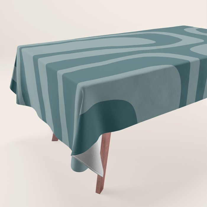 Palm Springs Midcentury Modern Abstract Pattern in Steel Blue Tablecloth Gallery Image 1