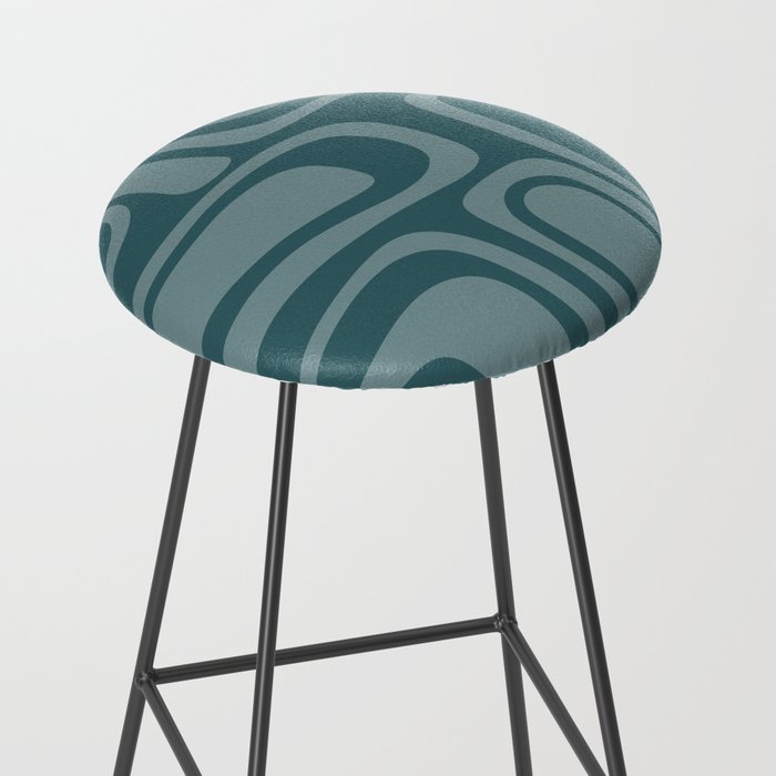 Palm Springs Midcentury Modern Abstract Pattern in Steel Blue Stool Gallery Image 2