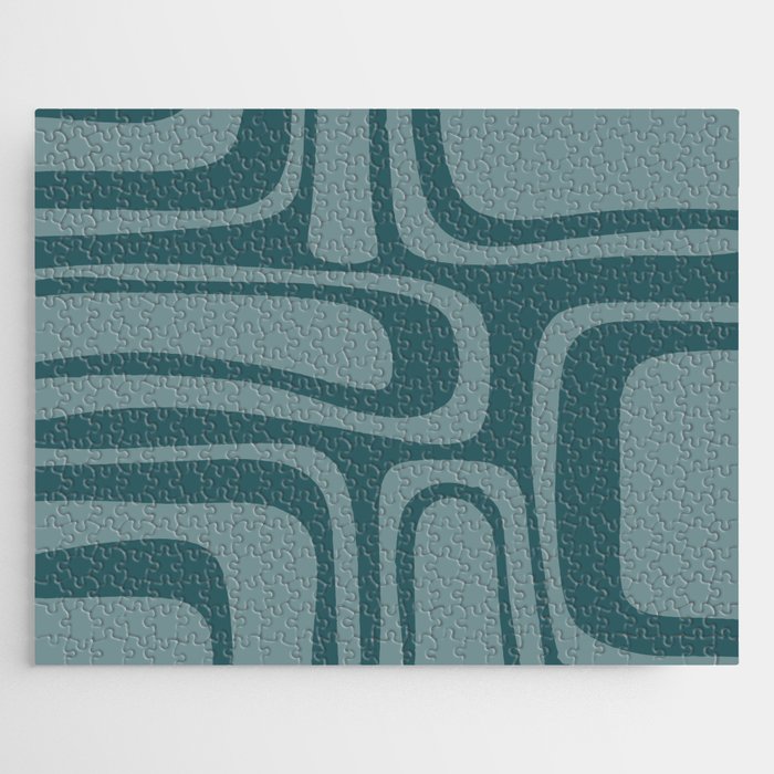 Palm Springs Midcentury Modern Abstract Pattern in Steel Blue Jigsaw Puzzle Gallery Image 1