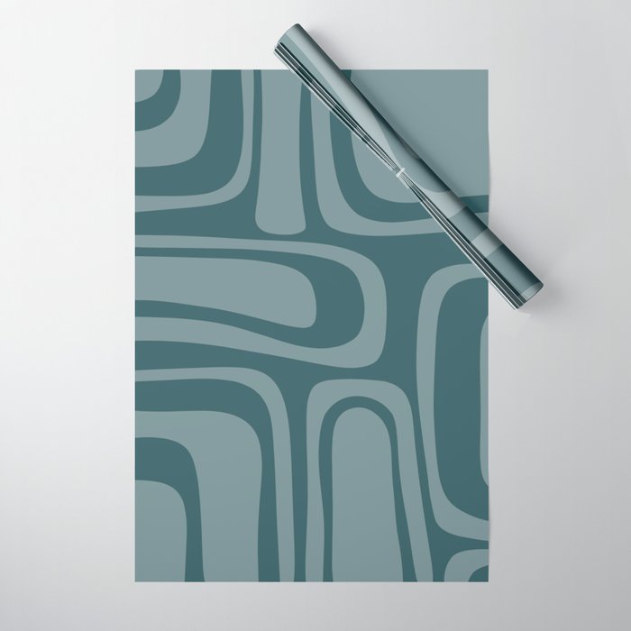 Palm Springs Midcentury Modern Abstract Pattern in Steel Blue Wrapping Paper Gallery Image 1