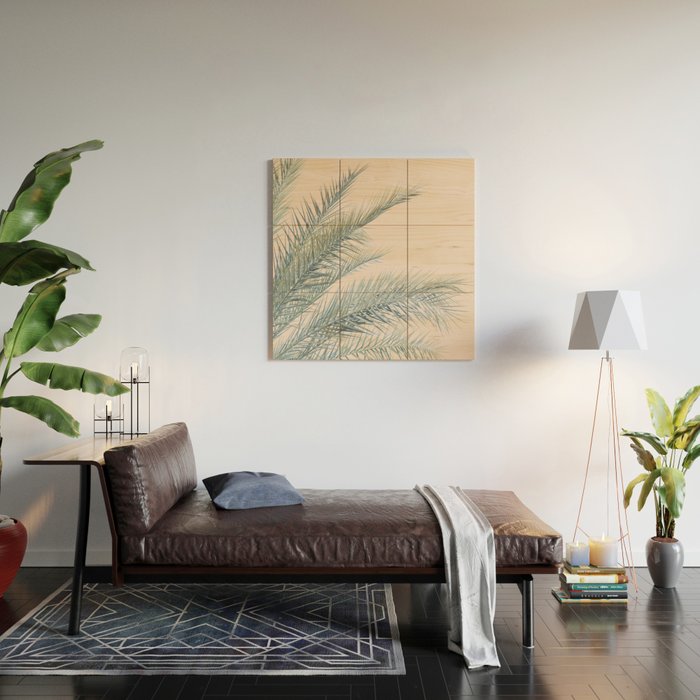 Tropical Palms on Blush Pink, Boho Nature Photography Wood Wall Art Gallery Image 2