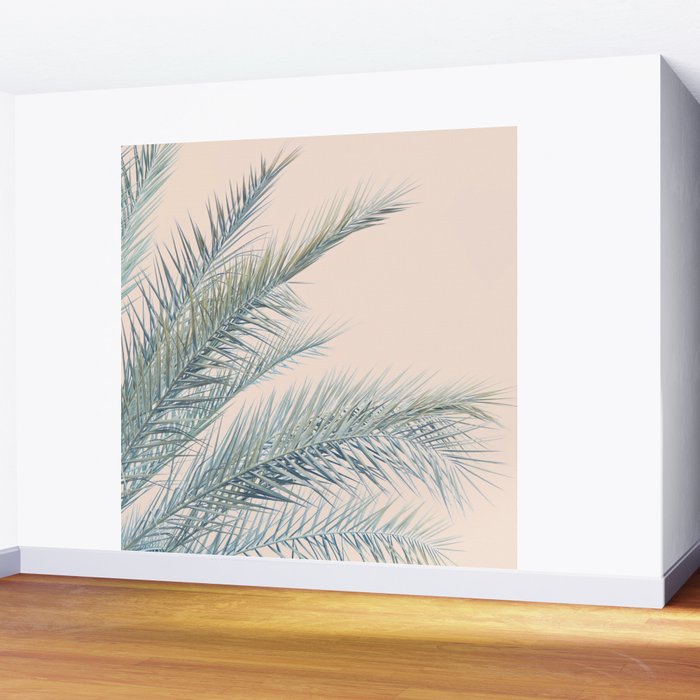 Tropical Palms on Blush Pink, Boho Nature Photography Wall Mural Gallery Image 2