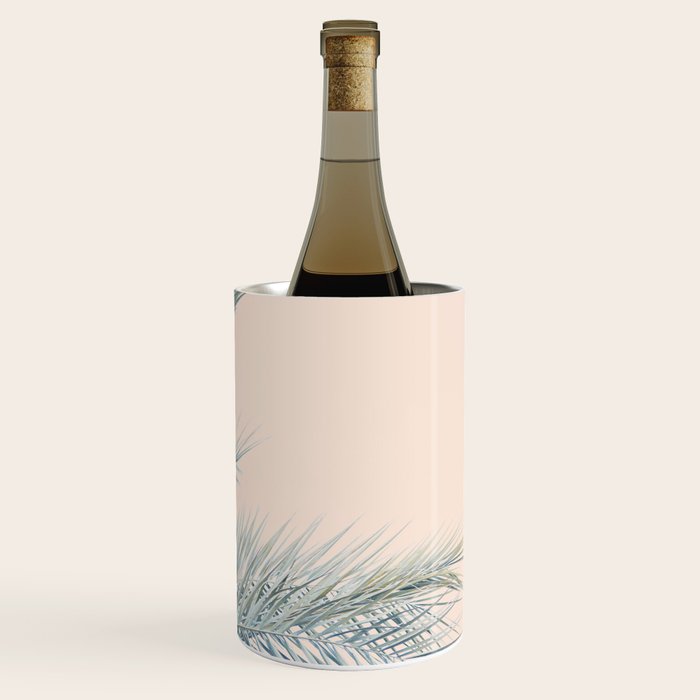 Tropical Palms on Blush Pink, Boho Nature Photography Wine Chiller Gallery Image 3
