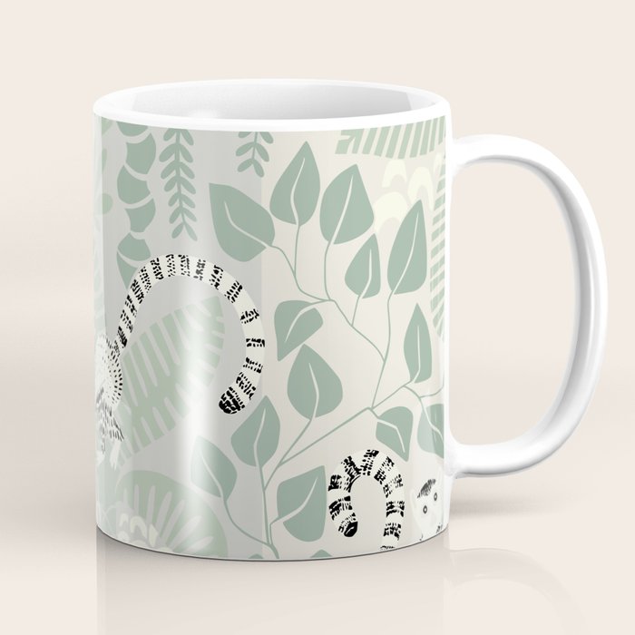 Jungle adventure soft sage green Coffee Mug Gallery Image 1