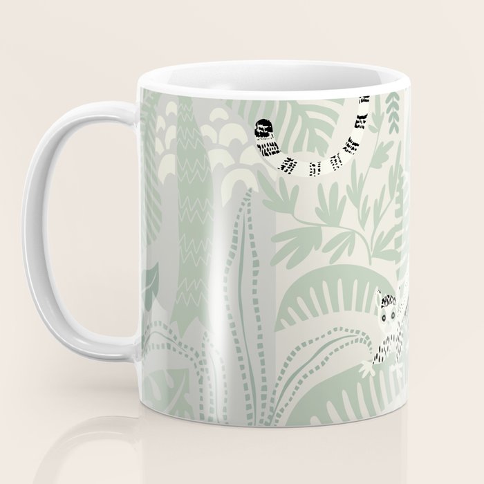 Jungle adventure soft sage green Coffee Mug Gallery Image 3