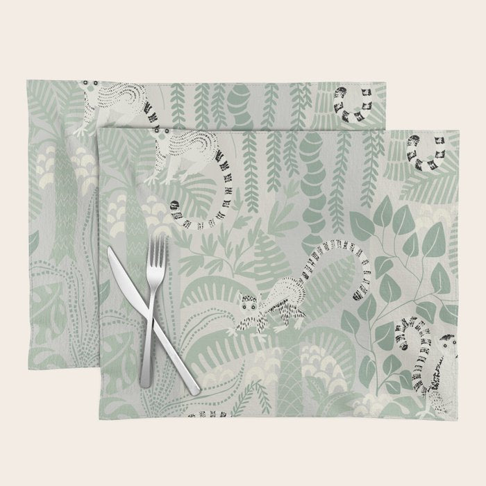 Jungle adventure soft sage green Placemat Gallery Image 1