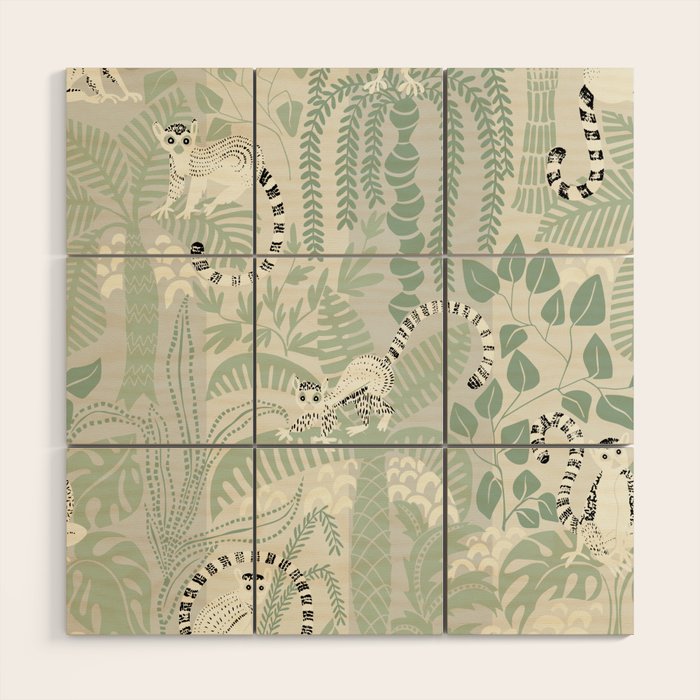 Jungle adventure soft sage green Wood Wall Art Gallery Image 1