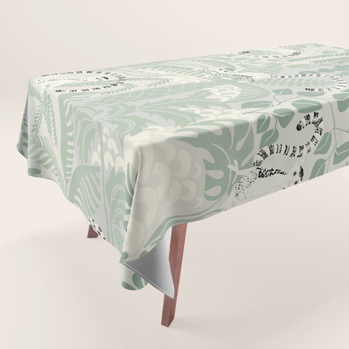Jungle adventure soft sage green Tablecloth Gallery Image 1