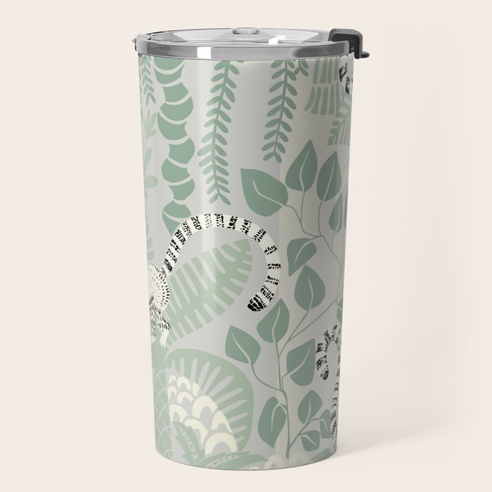 Jungle adventure soft sage green Travel Mug Gallery Image 2