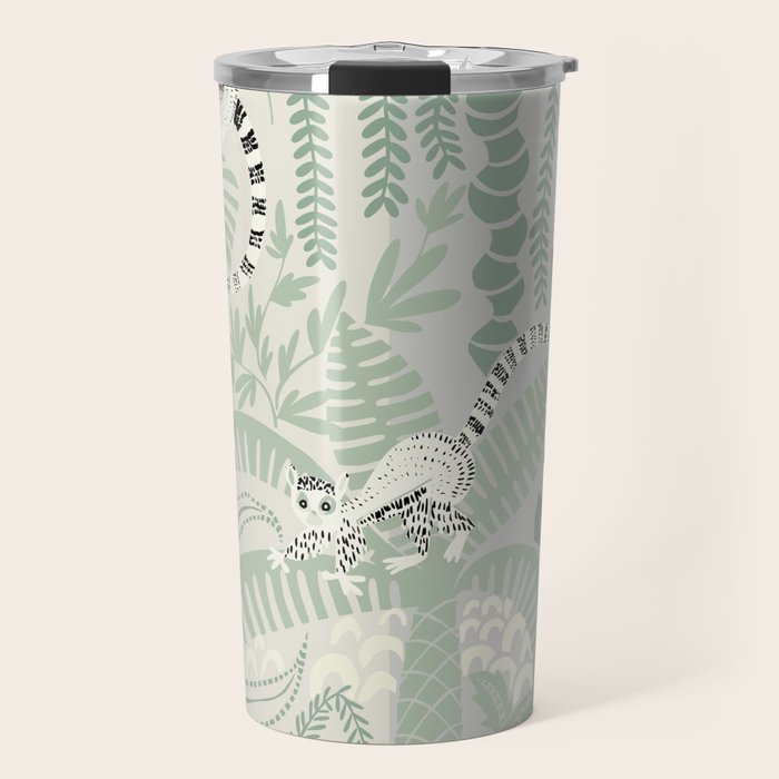 Jungle adventure soft sage green Travel Mug Gallery Image 1