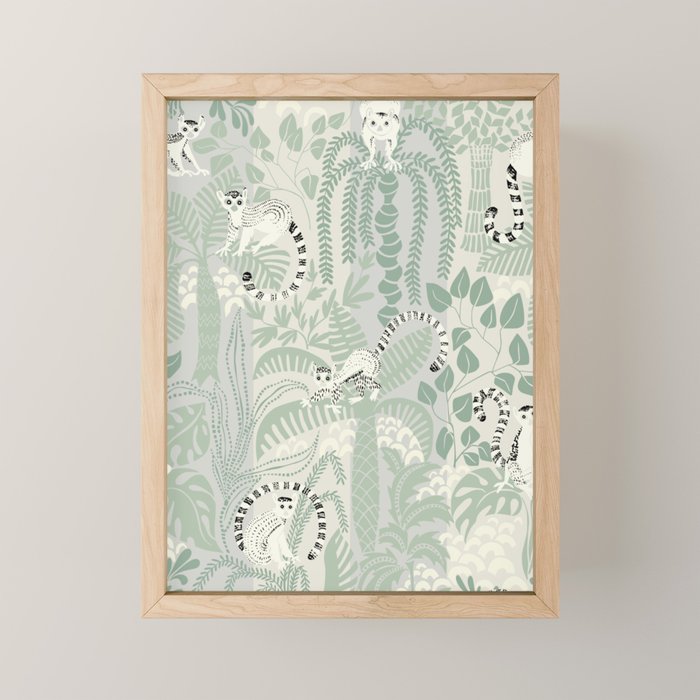Jungle adventure soft sage green Mini Art Print Gallery Image 1