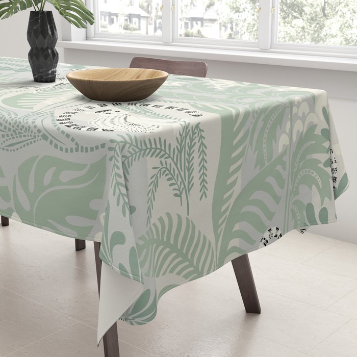 Jungle adventure soft sage green Tablecloth Gallery Image 3