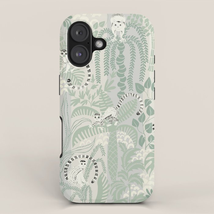 Jungle adventure soft sage green iPhone Case Gallery Image 1