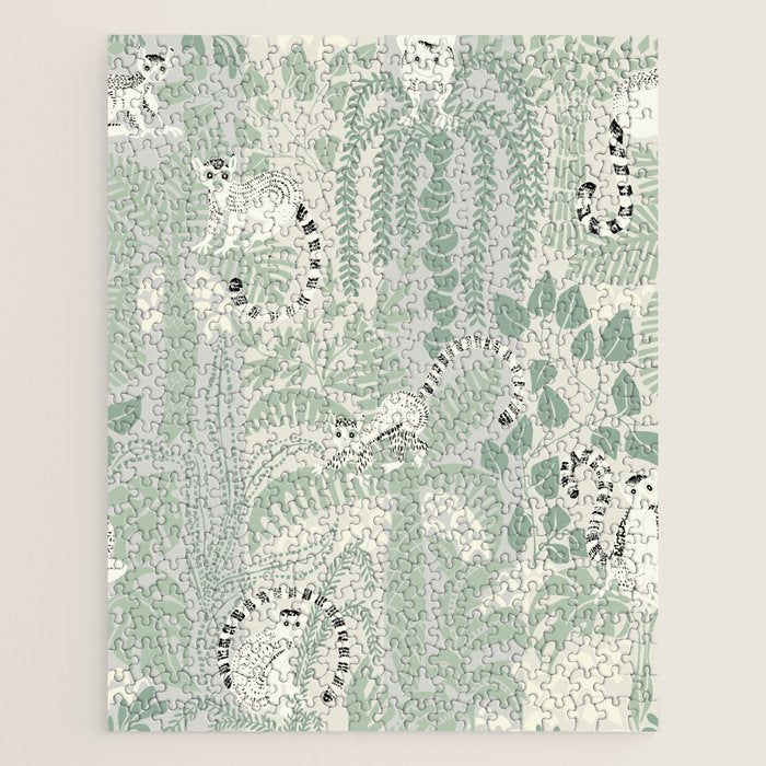 Jungle adventure soft sage green Jigsaw Puzzle Gallery Image 1