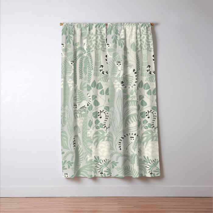 Jungle adventure soft sage green Window Curtain Gallery Image 3