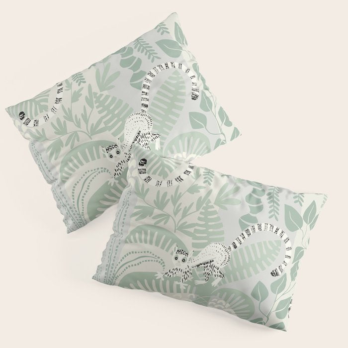 Jungle adventure soft sage green Pillow Sham Gallery Image 1