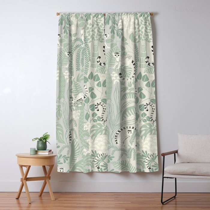Jungle adventure soft sage green Window Curtain Gallery Image 1