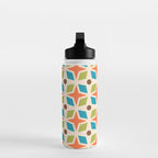 Mid Century Modern Abstract Star Dot Pattern 441 Orange Brown Turquoise Chartreuse Water Bottle Gallery Image 3