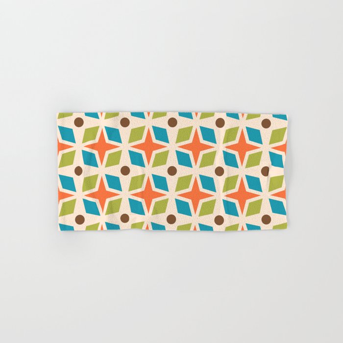 Mid Century Modern Abstract Star Dot Pattern 441 Orange Brown Turquoise Chartreuse Towels Gallery Image 1