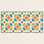 Mid Century Modern Abstract Star Dot Pattern 441 Orange Brown Turquoise Chartreuse Desk Mat Gallery Image 3