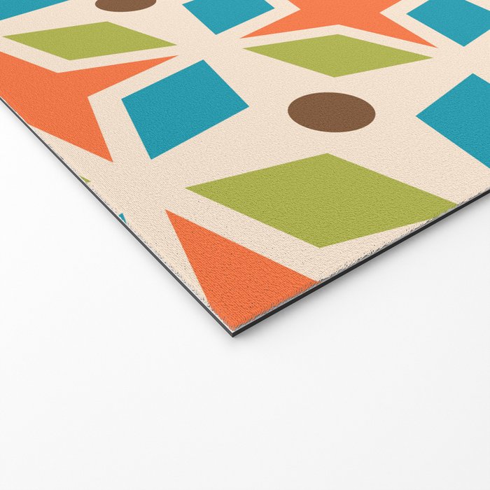 Mid Century Modern Abstract Star Dot Pattern 441 Orange Brown Turquoise Chartreuse Welcome Mat Gallery Image 2