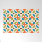 Mid Century Modern Abstract Star Dot Pattern 441 Orange Brown Turquoise Chartreuse Welcome Mat Gallery Image 1