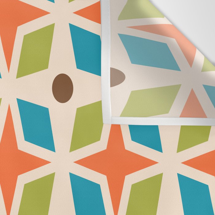 Mid Century Modern Abstract Star Dot Pattern 441 Orange Brown Turquoise Chartreuse Wall Tapestry Gallery Image 3