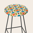 Mid Century Modern Abstract Star Dot Pattern 441 Orange Brown Turquoise Chartreuse Stool Gallery Image 2