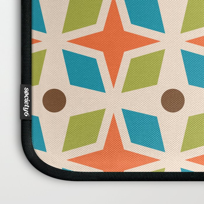 Mid Century Modern Abstract Star Dot Pattern 441 Orange Brown Turquoise Chartreuse Laptop Sleeve Gallery Image 3
