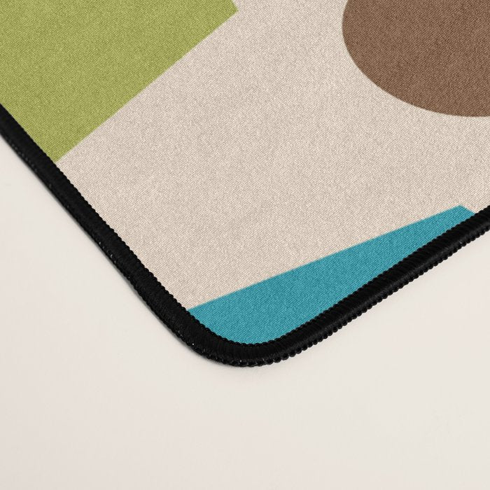 Mid Century Modern Abstract Star Dot Pattern 441 Orange Brown Turquoise Chartreuse Desk Mat Gallery Image 4