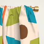 Mid Century Modern Abstract Star Dot Pattern 441 Orange Brown Turquoise Chartreuse Window Curtain Gallery Image 2