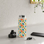 Mid Century Modern Abstract Star Dot Pattern 441 Orange Brown Turquoise Chartreuse Water Bottle Gallery Image 4