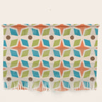 Mid Century Modern Abstract Star Dot Pattern 441 Orange Brown Turquoise Chartreuse Wall Hanging Gallery Image 1