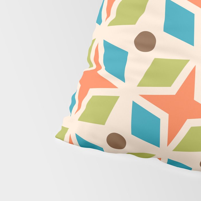 Mid Century Modern Abstract Star Dot Pattern 441 Orange Brown Turquoise Chartreuse Pillow Sham Gallery Image 4