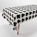 Clovers I Black and White Botanical Pattern Tablecloth Gallery Image 1