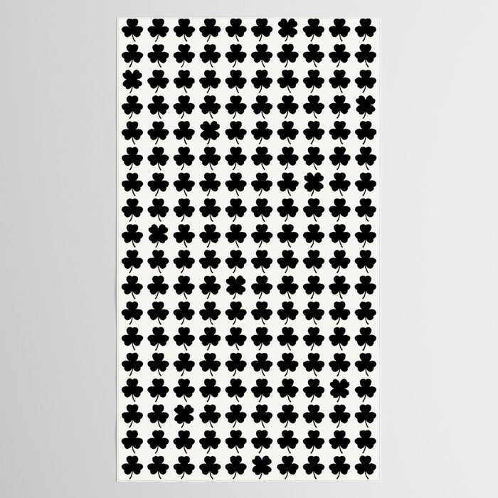 Clovers I Black and White Botanical Pattern Tablecloth Gallery Image 2