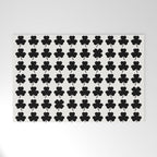 Clovers I Black and White Botanical Pattern Welcome Mat Gallery Image 1