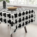 Clovers I Black and White Botanical Pattern Tablecloth Gallery Image 3