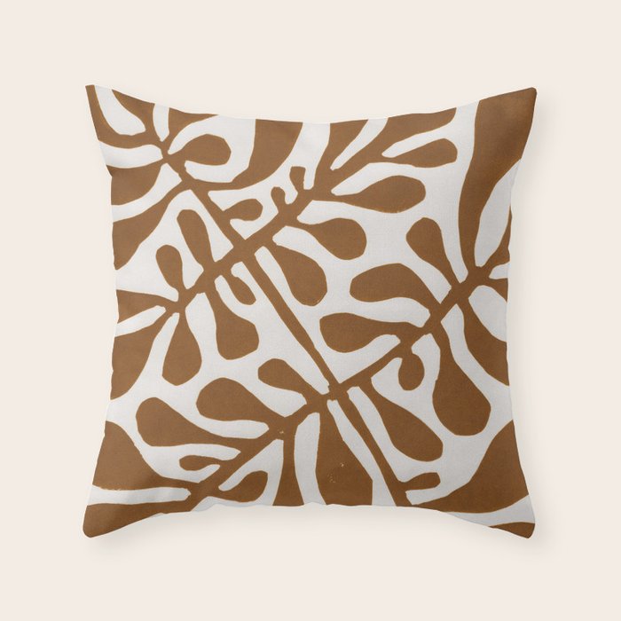 Linocut Plant #2 Throw Pillow Gallery Image 1