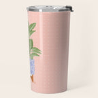 Patterned Pot Plant on Geometric Background Travel Mug Gallery Image 2