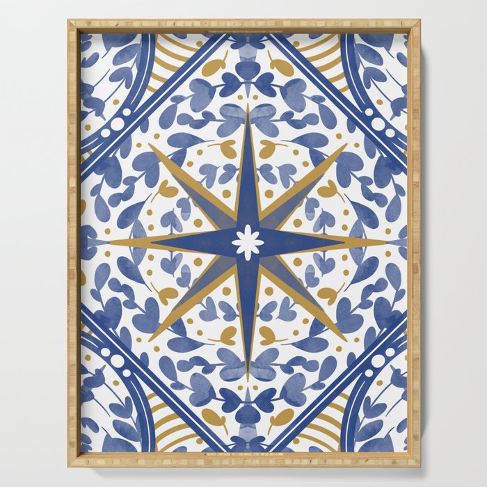 Intricate nature circular tiles B24 Serving Tray Gallery Image 1