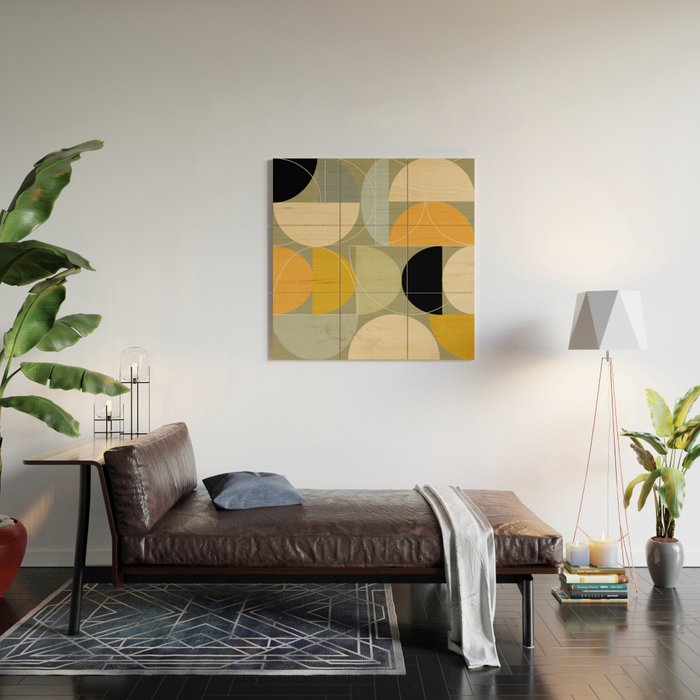 mid century geometric winter 4 Wood Wall Art Gallery Image 2