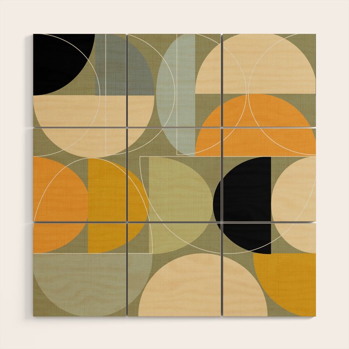 mid century geometric winter 4 Wood Wall Art Gallery Image 1