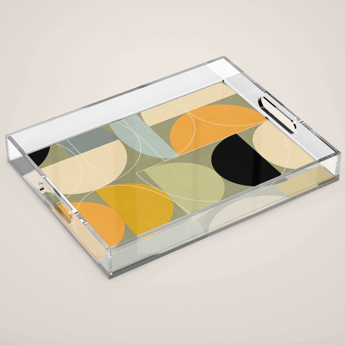 mid century geometric winter 4 Acrylic Tray Gallery Image 1